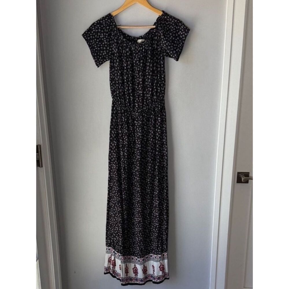 Bleuh Ciel Boho Floral Maxi Elastic Waist Dress